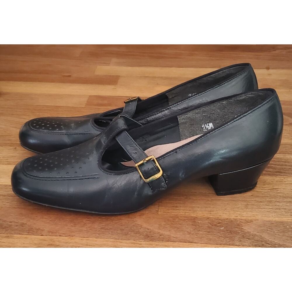 Auditions Women’s Leather Wing Tip/ Mary Jane Heel Shoes Size 7.5 Black Pumps